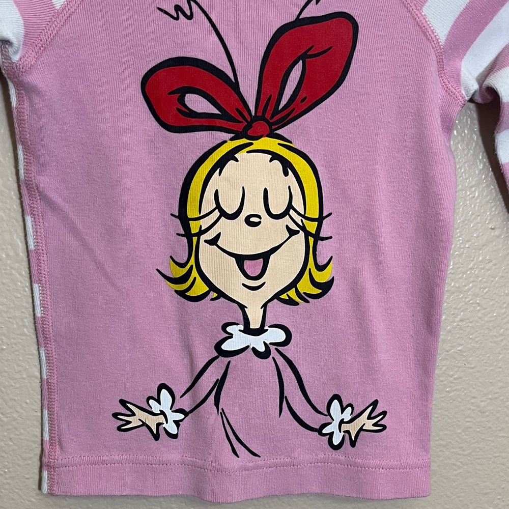 Hanna Andersson Pink Striped The Grinch Cindy Lou Who Organic Cotton Pajamas - Picture 5 of 13